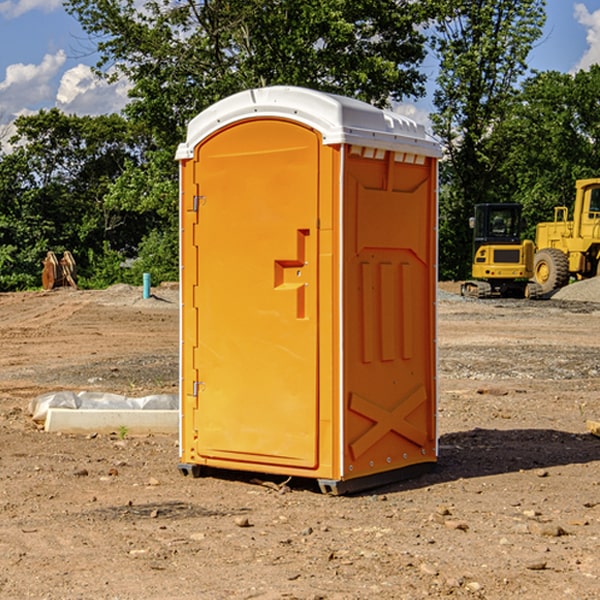 how often are the portable restrooms cleaned and serviced during a rental period in Corinna